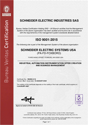 イメージ ISO9001 Certificate PA-FD-Foxboro