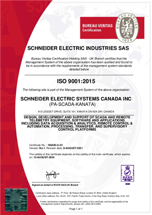 Imagen de ISO9001 Certificate Industry PA Scada Kanata QMS
