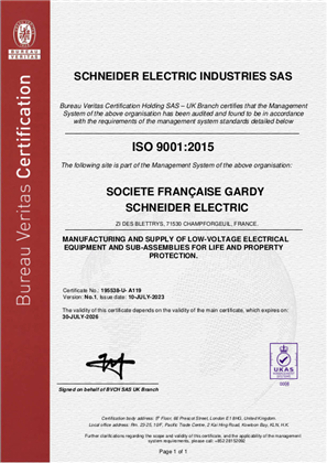 Image of ISO9001 SFG Certificate