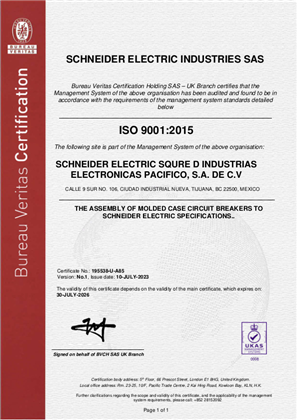 Image of ISO9001 Tijuana Certificate
