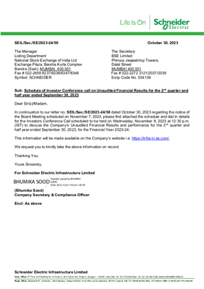 Image of Intimation of Conference Call - November 2023