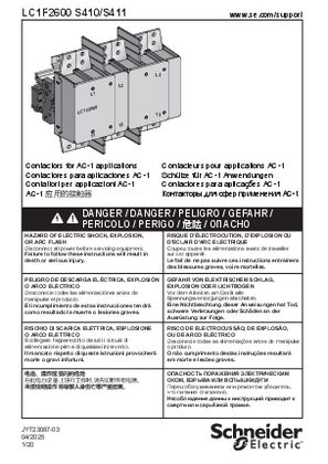 Imagen de TeSys F - LC1F2600S410/411 Contactors - Hoja de instrucciones
