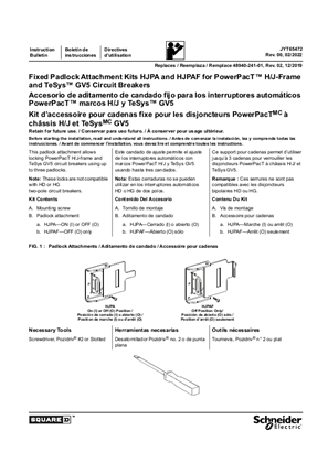 Image of Fixed Padlock Attachment Kits S29371 and S37422 for PowerPacT H- and J-Frame and TeSys GV5 Circuit Breakers Installation
