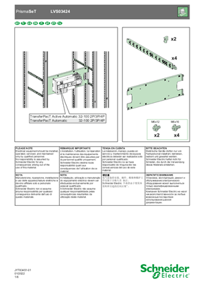 Image de TransferPacT Mounting Plate 32-100A 2P/3P/4P W650 - Notice de montage