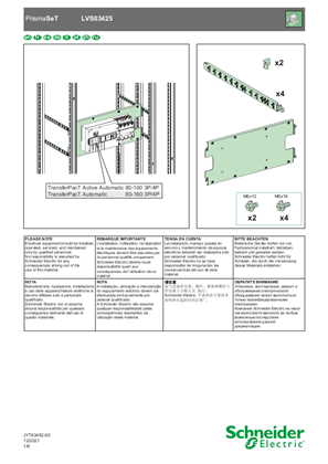 Kép TransferPacT Mounting Plate 160A 3P/4P W650 - Instruction Sheet