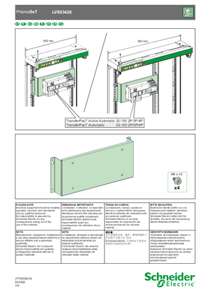 Image de TransferPacT Mounting Plate 32-100A 2P/3P/4P W600 - Notice de montage