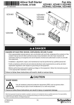 Image of Instruction Sheet : Fan Kit VZ3V481, VZ3V4811,VZ3V482, VZ3V483, VZ3V484, VZ3V485