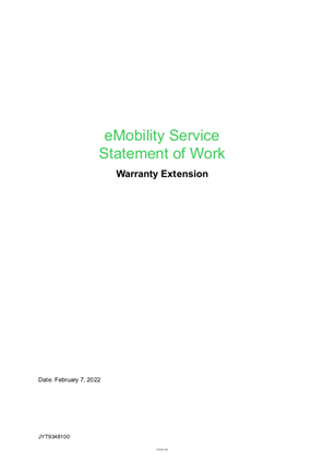 eMobility Service Statement of Work - Warranty Extension