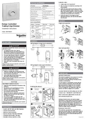 Image of Vivace- Rotary Controlled Trailing Edge Dimmer-Instruction Sheet (EN)