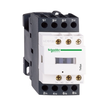 Image of LC1D258GD : IEC contactor, TeSys Deca, nonreversing, 40A resistive, 4 pole, 2 NO and 2 NC, 125VDC coil, open style