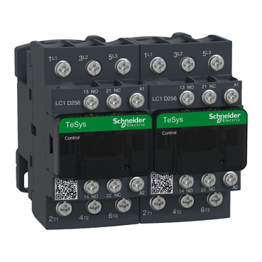Image of LC2D256D7 : Reversing contactor, TeSys Deca, 3P(3NO), AC-3, <=440V 25A, 42 V AC 50/60Hz coil, lugs-ring terminals