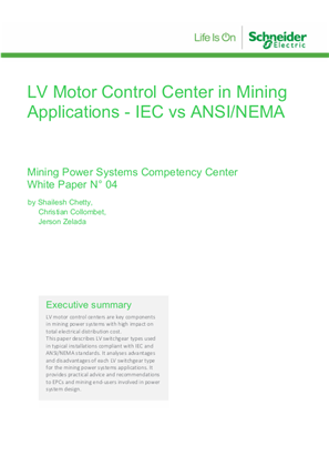 Image of LV Motor Control Center in Mining Applications
