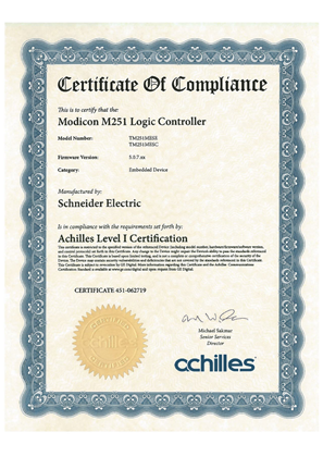 Image of Achilles Level I Certification for Modicon M251
