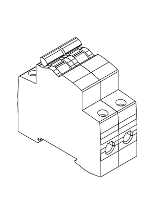 Image of Domae MCB 2P C 32A 4500A Miniature Circuit Breaker - 3D CAD