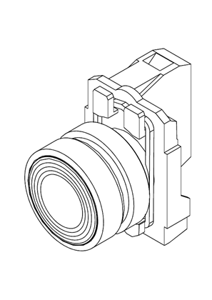 的映像 White projecting complete push-button Diam22 spring return 1NO unmarked - 3D CAD