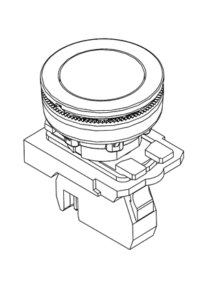 Image of FLUSH MOUNTED P B,WHITE,1N O,SPRING RETURN - 3D CAD