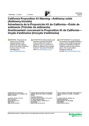Image de Avertissement concernant la Proposition 65 de Californie—Oxyde d'antimoine (trioxyde d'antimoine)
