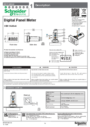 Imagen de XBH1AA0.4 Digital panel meter LED display, Instruction Sheet (EN)