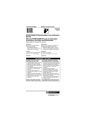 Image of PKSB1QOBFCP Backfed Main Circuit Breaker Barrier Installation Instructions