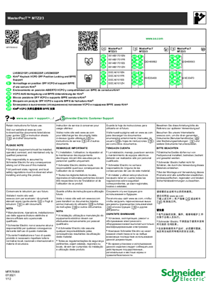 Image of Kirk Keylock VCPO OFF Position Locking and BPFE Supports LV839321SP, LV839322SP, and LV839455SP for MasterPacT MTZ2, MTZ3 Circuit Breakers - Installation Instructions