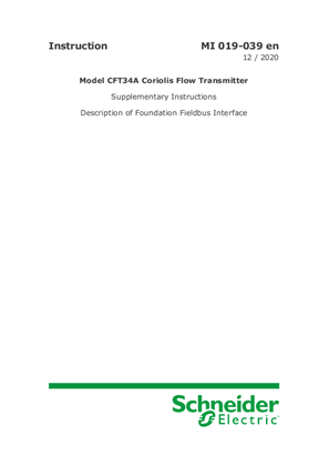 Image of Model CFT34A Coriolis Flow Transmitter Supplementary Instructions Description of Foundation Fieldbus Interface