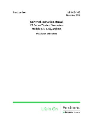 Image of Universal Instruction Manual I/A Series Vortex Flowmeters Models 83F, 83W, and 83S - Installation and Startup