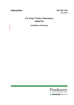 Image of I/A Series® Vortex Flowmeters Model 84 - Installation and Startup