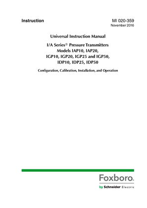 Image of Foxboro Pressure Transmitter Instruction Manual
