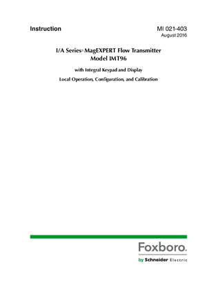 Image of I/A Series® MagEXPERT Flow Transmitter Model IMT96 - Instructions