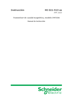 Imagen de Transmisor de caudal magnético, modelo IMT33A Manual de instrucción