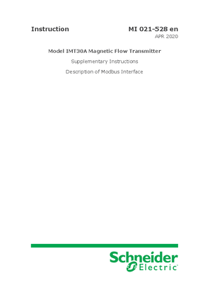 Imagen de Model IMT30A Magnetic Flow Signal Converter Supplementary Instructions Description of Modbus Interface
