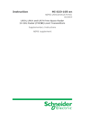 Image of LR54, LR64 and LR74 Free Space Radar 24 GHz Radar (FMCW) Level Transmitters NEPSI Supplement