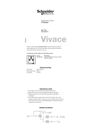 Image of Vivace use manual for TV-FM-SAT SOCKET OUTLET W/O LOOPING