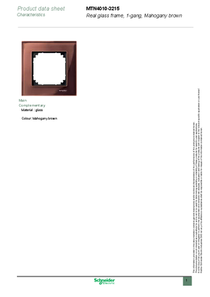 Image of Real glass frame, 1-gang, Mahogany brown-Technical leaflet