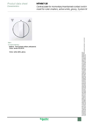 Immagine di dshe_Cen.pl. for mom./maint.cont.switch, roller shut., active white, glossy, System M