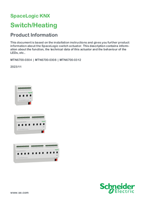 Bild av SpaceLogic KNX Switch Actuator REG-K/ x250/20 with manual mode, Product Information