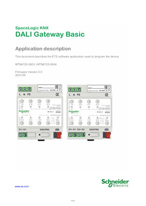 的映像 SpaceLogic KNX- DALI Gateway Basic REG-K/x/16/64, ETS Software Description (EN)