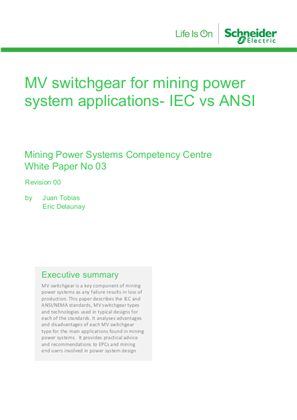 Image of MV switchgear for mining power system applications- IEC vs ANSI