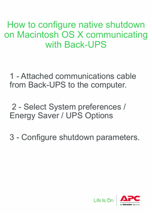 イメージ How to configure native shutdown on Macintosh OS X communicating with Back-UPS
