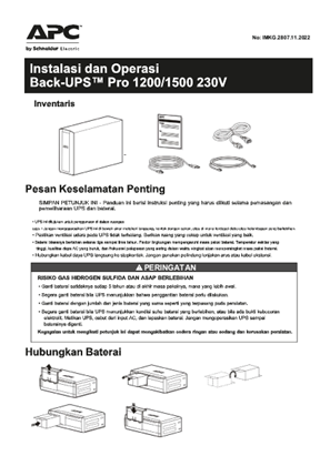 Image of Manual Book Back-UPS™ Pro 1200-1500 230V - EN990-3889C - 8 Page