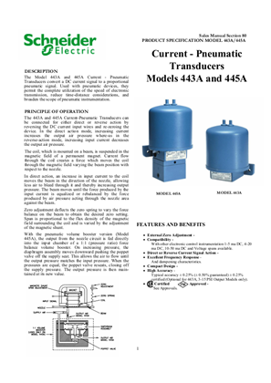 Image of Current - Pneumatic Transducers Models 443A and 445A