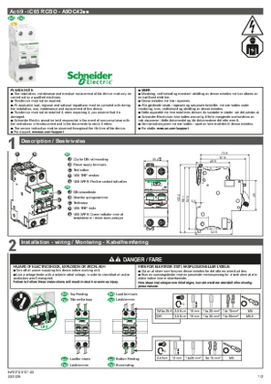 的映像 Acti9 iC65 RCBO 2P C 10-32A 30mA A RCBO - Instruction Sheet