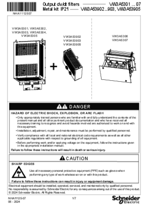 Image of Instruction Sheet Output dv/dt filter& Metal Kit IP21