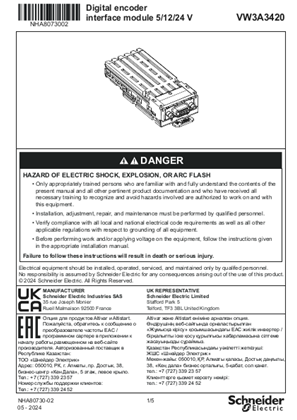 Obrázek Instruction sheet - Digital Encoder: VW3A3420