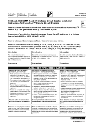 Image of H150 and J250 NEMA 1 and 3R Enclosed Circuit Breaker Installation Instructions for PowerPacT H- and J-Frame Circuit Breakers