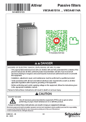 的映像 Instruction Sheet: Passive filters - VW3A46101A ... VW3A46116A