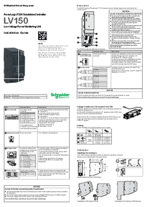 Image of PowerLogic LV150 Installation guide