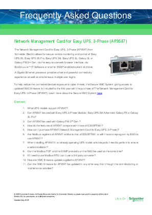 Bild von NMC for Easy UPS (AP9547), 3-Phase - FAQ