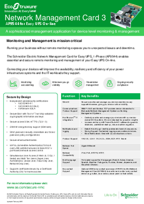 イメージ Network Management Card for Easy UPS™ Brochure