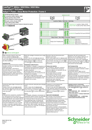 Image de ComPacT NSXm / PowerPacT B-Frame / TeSys Power Deca Frame 4 - Commande rotative latérale 3P/4P - Notice de montage